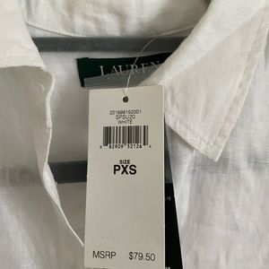 NWT Lauren short sleeve linen blouse.